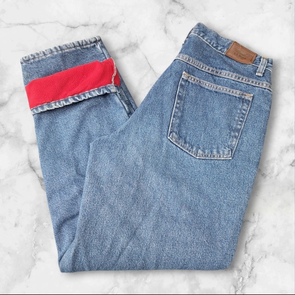 L.L. Bean Denim - Vintage LL Bean Fleece‎ Lined Denim Jeans Women's Size 14 Original Fit Relaxed